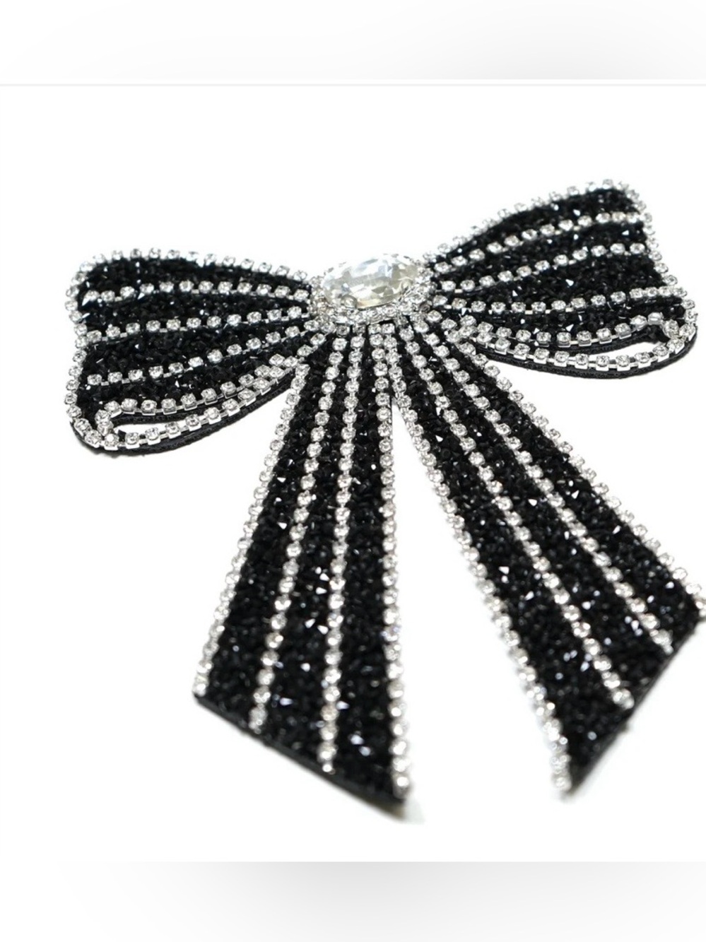 Black Rhinestone Bow Brooch - Picture 3 of 3